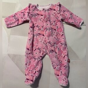 Magnetic Me Pink Floral Chloe Velour Footie
